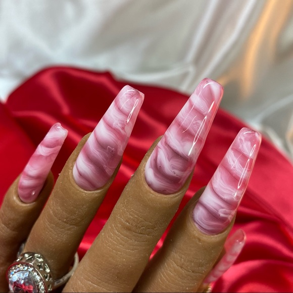 10 piece Press Ons Long Sculpted Coffin Size Small - Picture 5 of 12